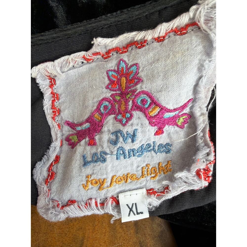 Vintage Y2K Johnny Was Los Angeles Black Velvet Floral Embroidery Long Top XL - Picture 6 of 10